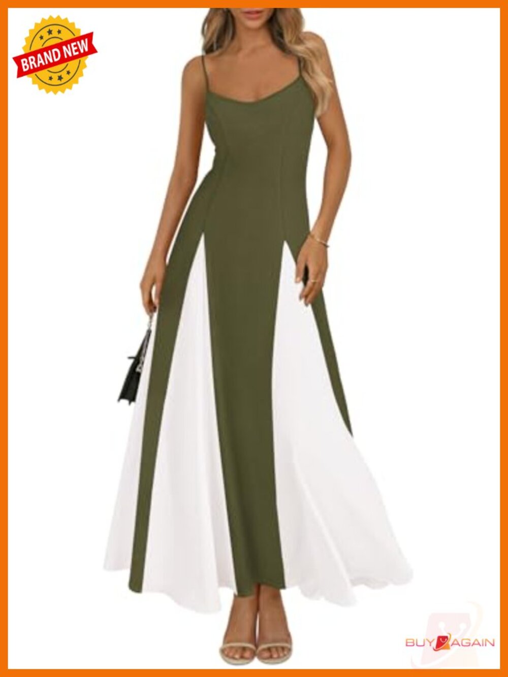 Spaghetti Strap Backless Maxi Dress Cotton Stretch Flowy Wedding Guest